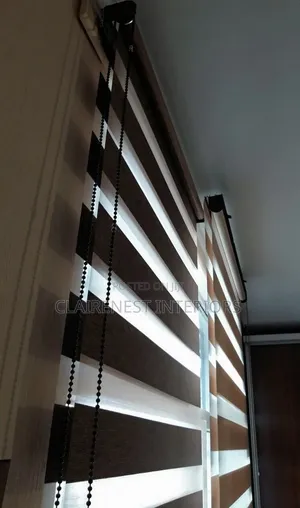 Chocolate Brown and Light Grey Office Horizontal Blinds