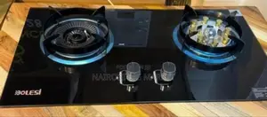 Bolesi Hob 2 Burner + Sensor Wok Inbuilt Glass Tampared Gas Hod