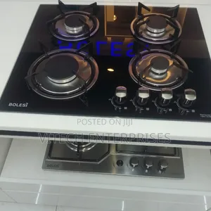 Bolesi Hob 4 Gas Burners Inbuilt Glass Tampared Gas Hod