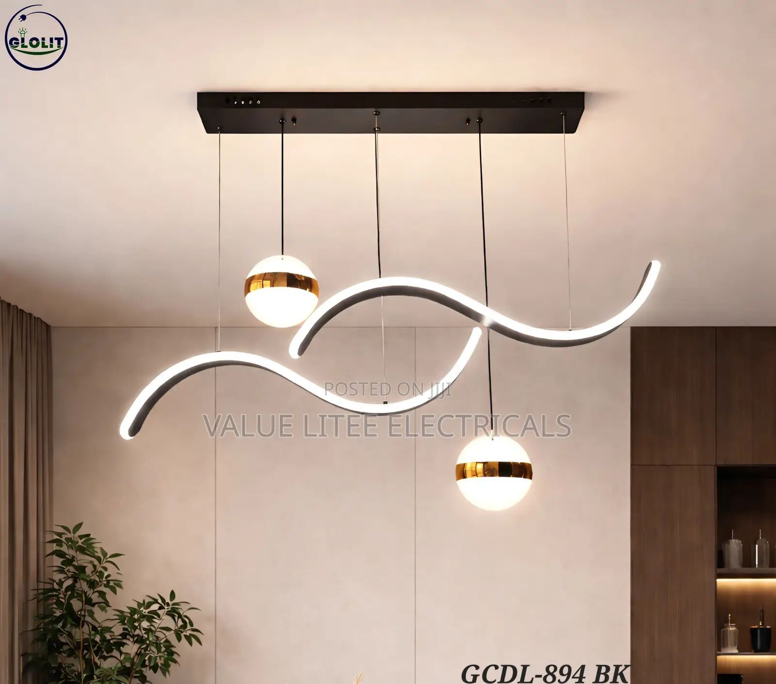 LED Chandelier Black Rectangular Base