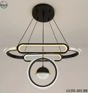 LED Chandelier Black/Gold Rectangular Base