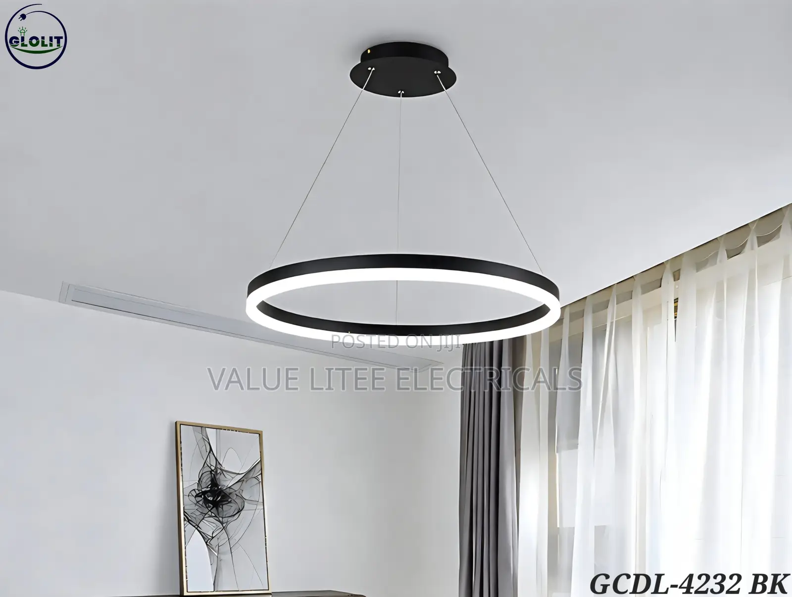 LED Chandelier Round Circular Black/Gold