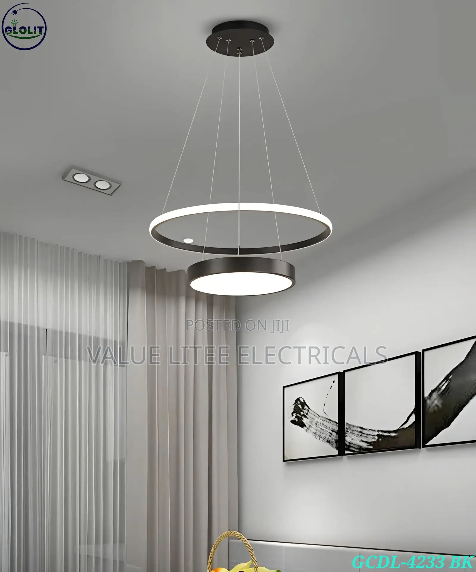 LED Chandelier 2 Level Black/Gold