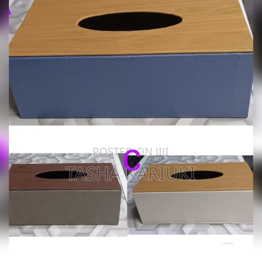 Tissue Box With Bamboo Wood Lid,rectangular Leather Serviette Holder*