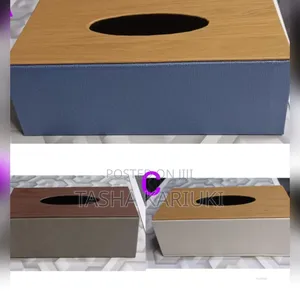 Tissue Box With Bamboo Wood Lid,rectangular Leather Serviette Holder*