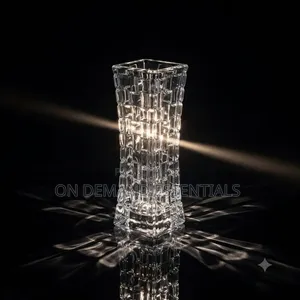 Glass Vase Square Checked Heavy Clear
