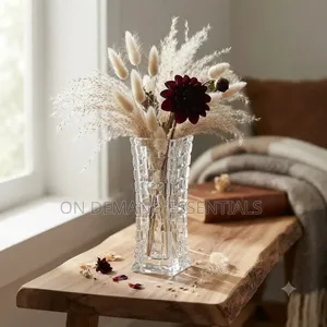 Glass Vase Square Checked Heavy Clear