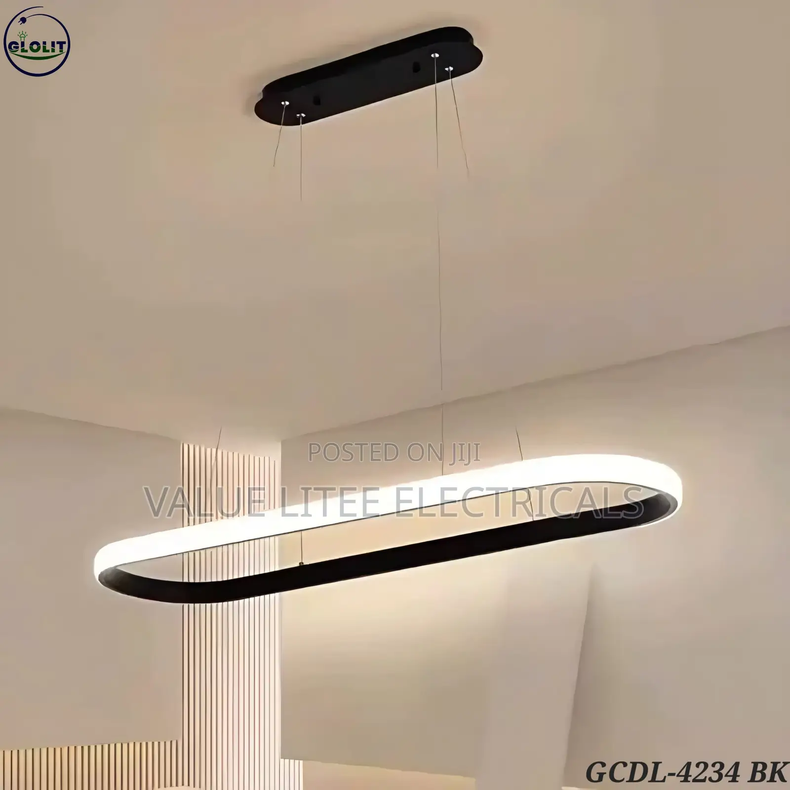 LED Chandelier Oval Shape Light Black/Gold