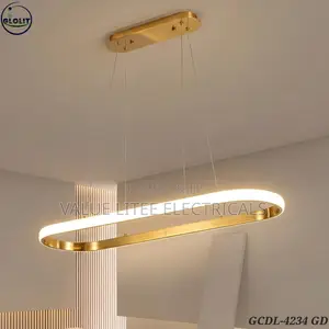 LED Chandelier Oval Shape Light Black/Gold