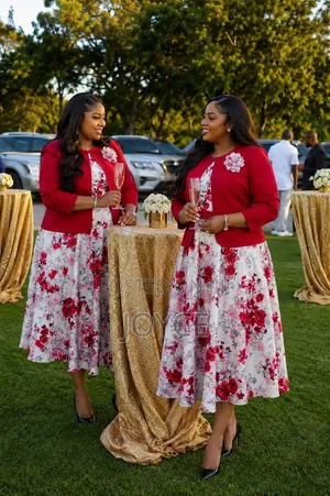 2 PC Official Flowered Dress With a Coat