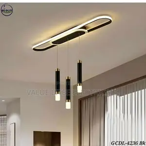 LED Chandelier With 3 Pendants Black/Gold
