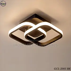 LED Ceiling Light Black/Gold Overlapping Rings Square