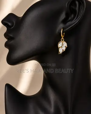 Gold Crystal Leaf Hoop Earrings | Elegant Everyday Women's Jewelry