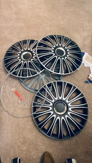 14" Durable Abs Plastic Silver Black Finish Wheel Caps 4pc