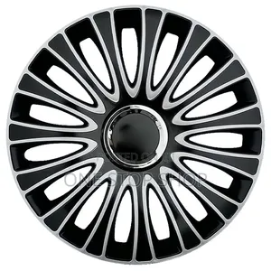 14" Silver Black Wheel Caps With Adjustable Retention System 4pc