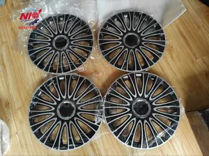 14" Silver Black Wheel Caps With Adjustable Retention System 4pc