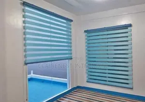 Blue and Grey Timeless Window Elegance, Horizontal Office Window Blind