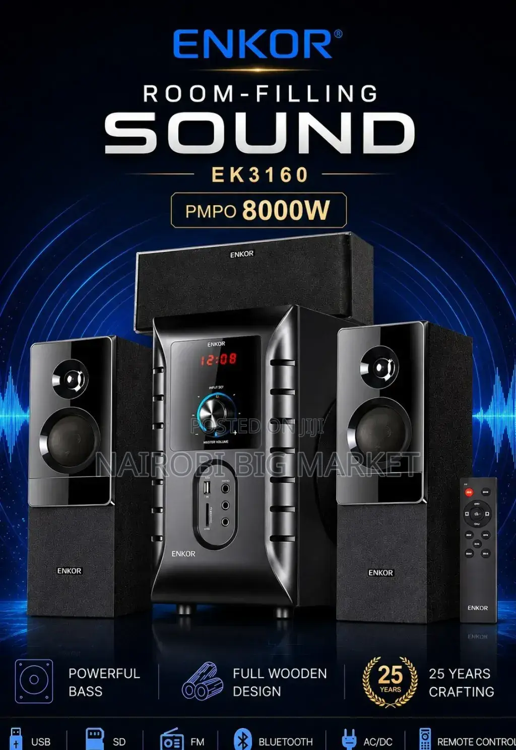 8000 Watts Enkor Multimedia Speaker System