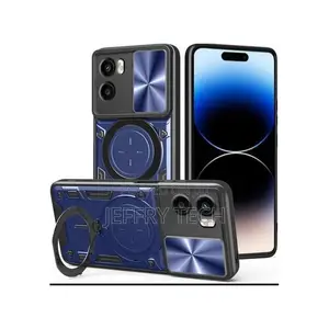 Oppo A6X 4G Blue Case Cover With Ring Holder Kickstand Camera Lens S