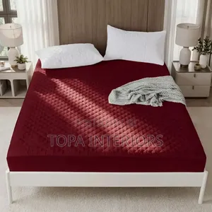 Maroon Quality Waterproof Mattress Protector With Fitted Edges