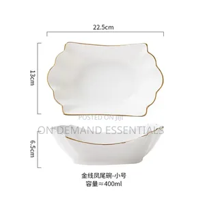 European Tracing Gold Ceramic Household Soup Bowl