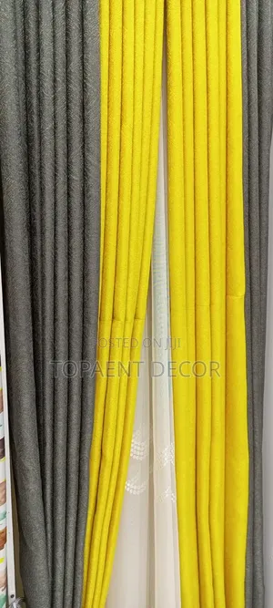 Grey and Mustard Mix and Match Window Curtains