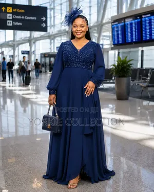 Chiffon/Mesh-Sleeve Evening Gown.