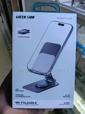 Green Lion M5-Foldable Phone Tablet Holder - Black