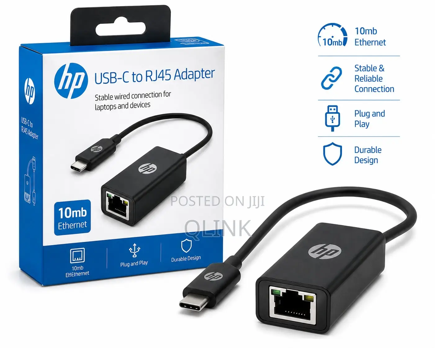 HP USB-C to RJ45 Adapter - Black - V7W66AA