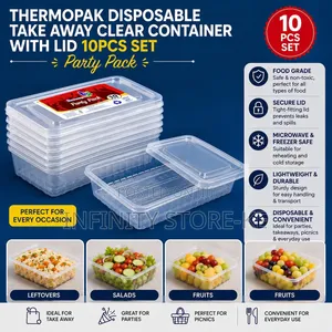 500ml Thermopak Disposable Take Away Clear Container With Lid 10pcs