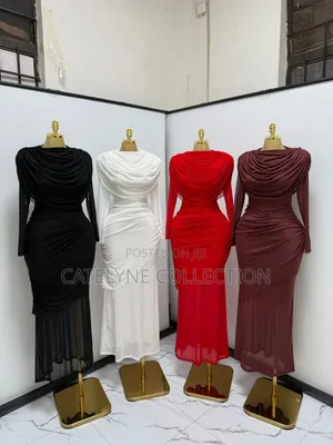 Elegant Draped Maxi Dress – Multiple Colors