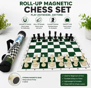 Portable Roll Up Chess Mat With a Curry Tube