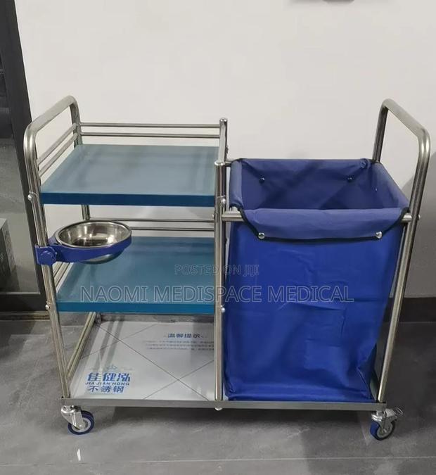 Stainless Steel Imported Linen Trolley With Compartments
