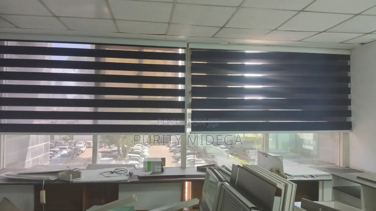 Navy Blue Fabric Horizontal Blinds