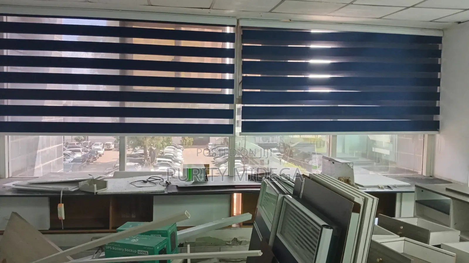 Navy Blue Fabric Horizontal Blinds