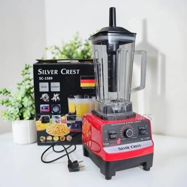Family-Sized Silver Crest 2-in-1 Double Cup Blender Grinder