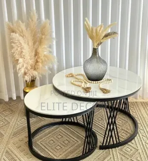 Modern Luxury 2-in-1 Marble Nesting Coffee Table Set | Black Metal