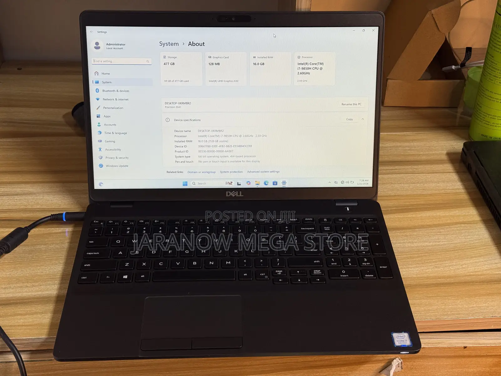 Laptop Dell Precision 3541 16GB Intel Core i7 SSD 512GB
