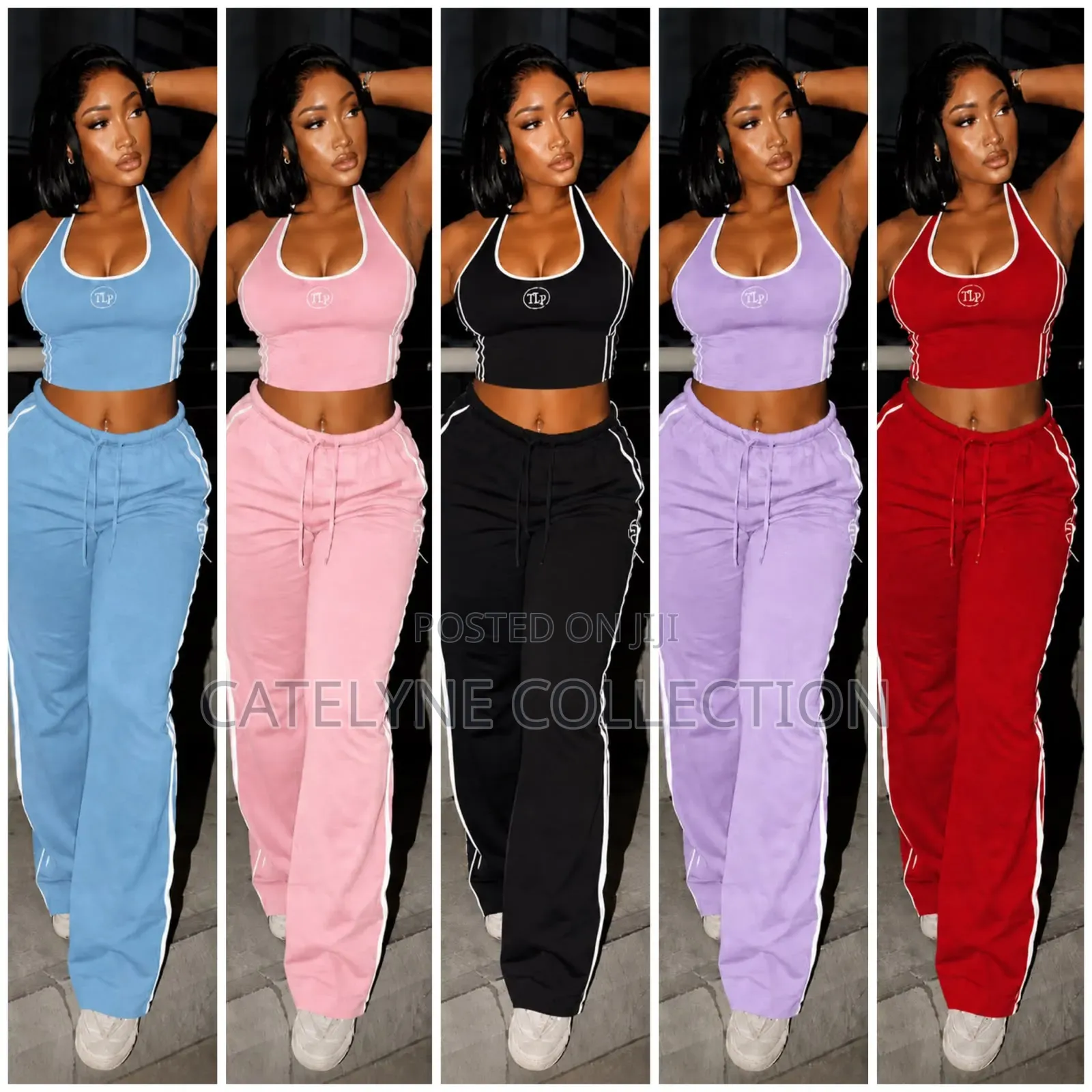 Stylish Two-Piece Sweatpants Crop Top Set