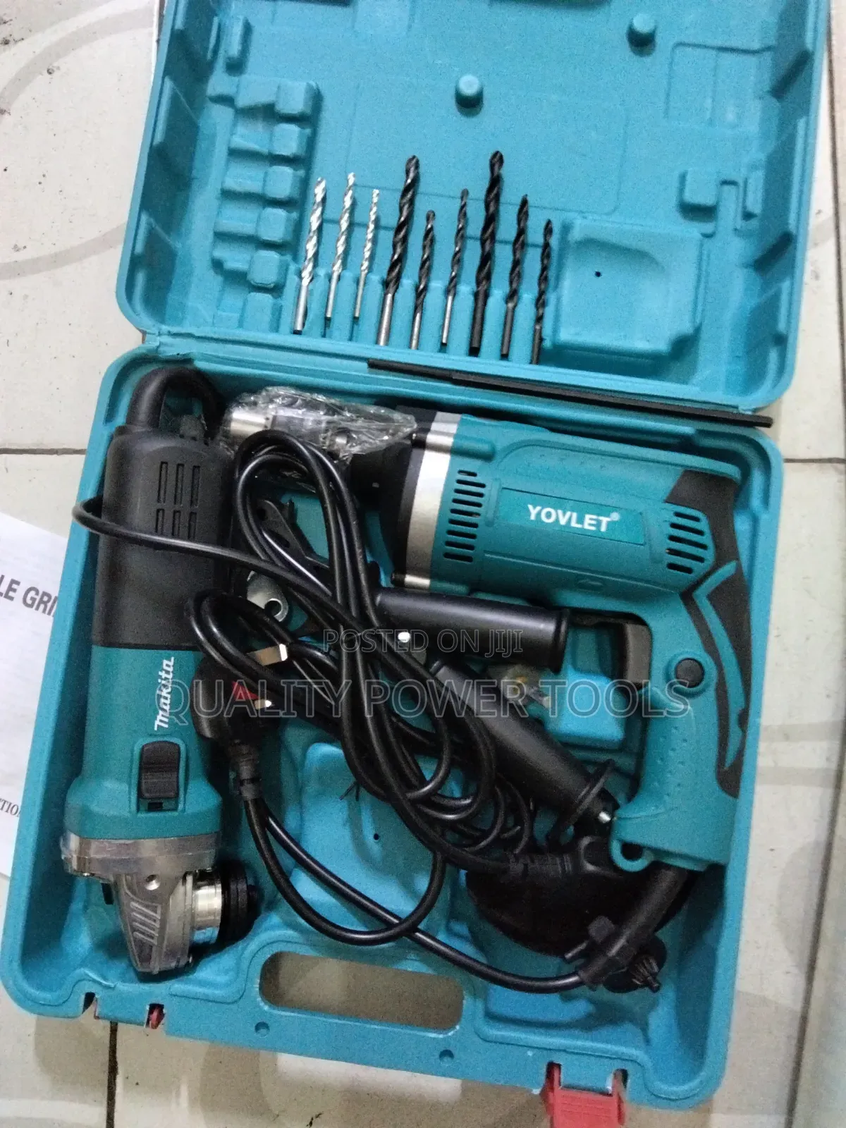 Electric Impact Drill and Angle Grinder Combo Tool Kit.