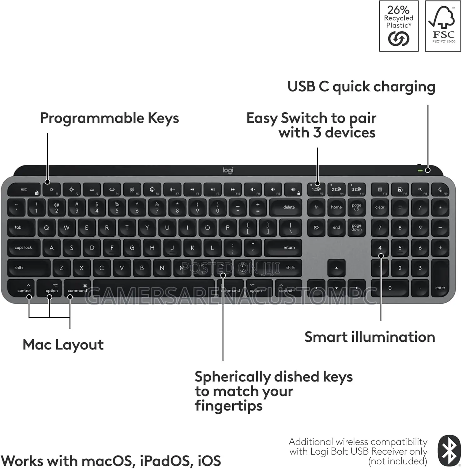 Logitech MX Keys S for Mac Bluetooth Backlit Keyboard