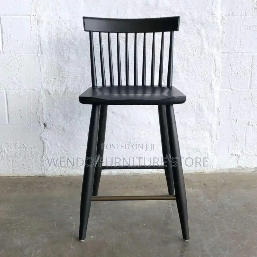Barstool; Armless Black Eames Barstool Style