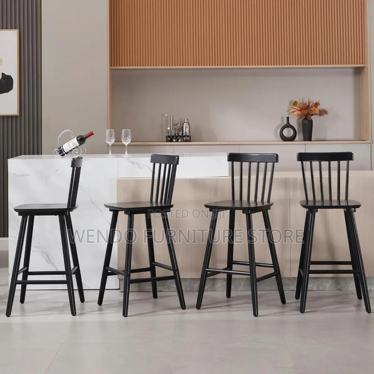 Barstool; Armless Black Eames Barstool Style