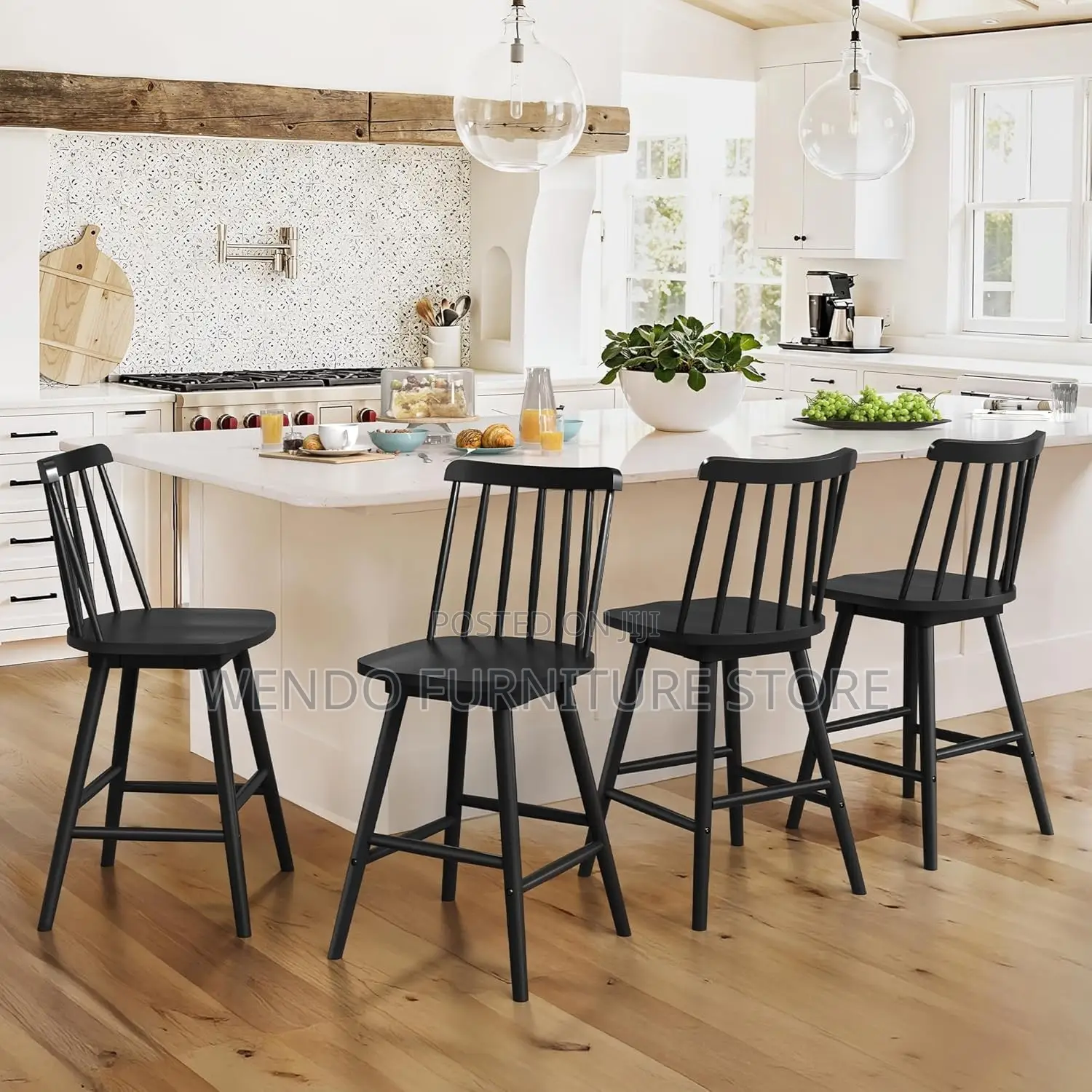 Barstool; Armless Black Eames Barstool Style