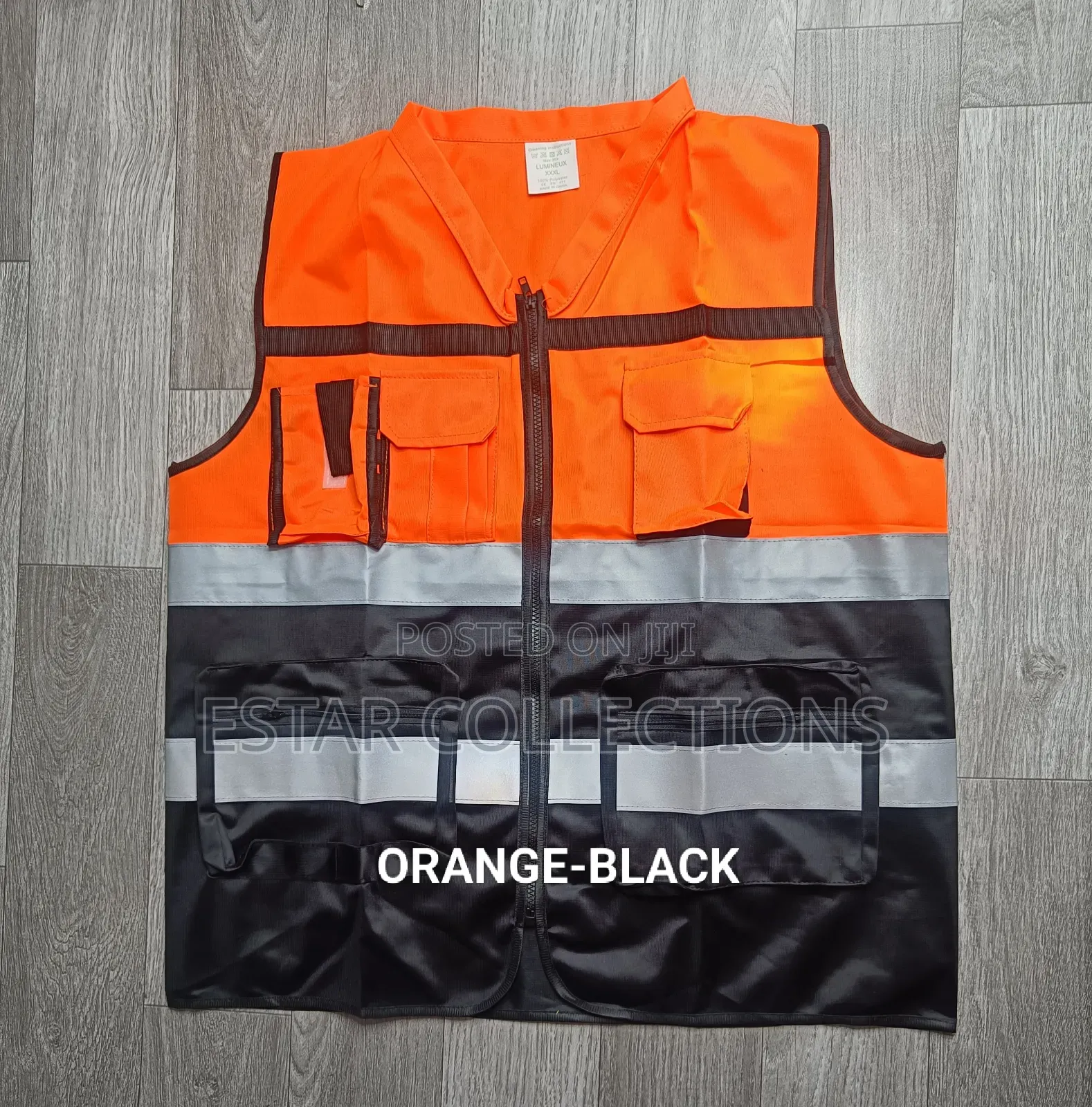 Orange and Black Chinese Collar Reflector Vest