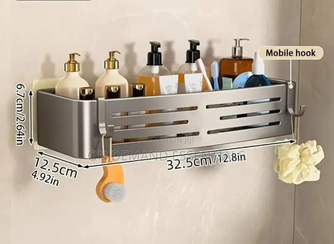2pcs Aluminum Wall Mounted Bathroom Shelf Set