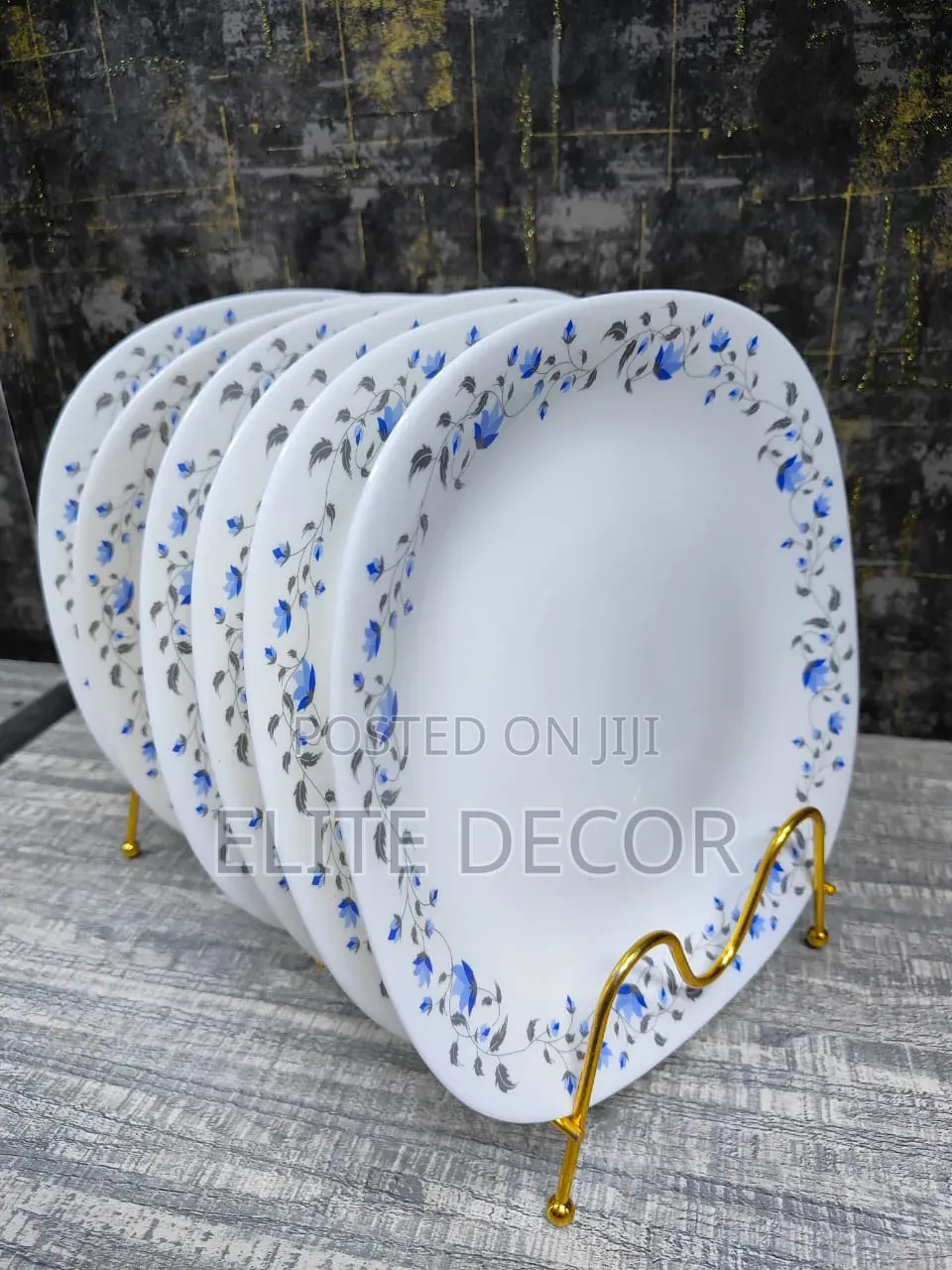 6-Piece Black White Tree Design Ceramic Dinner Plates Set