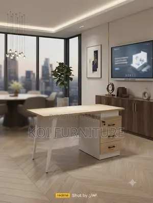 Office Desk; 120cm Executive Home Offices Lockable Brown Desk