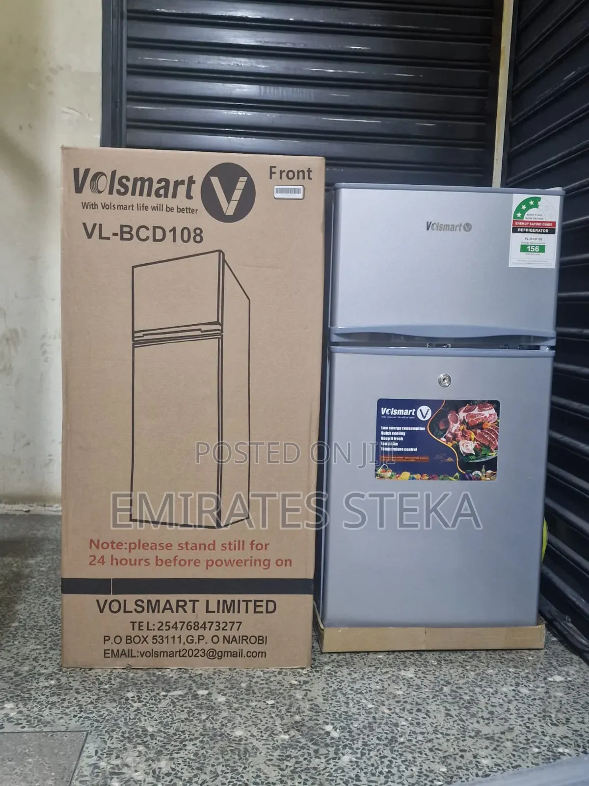 VOLSMART 108L Double Door Fridge, Silver