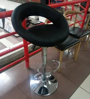 Modern Adjustable Black Faux Leather Bar Stool – Hydraulic Lift 360°